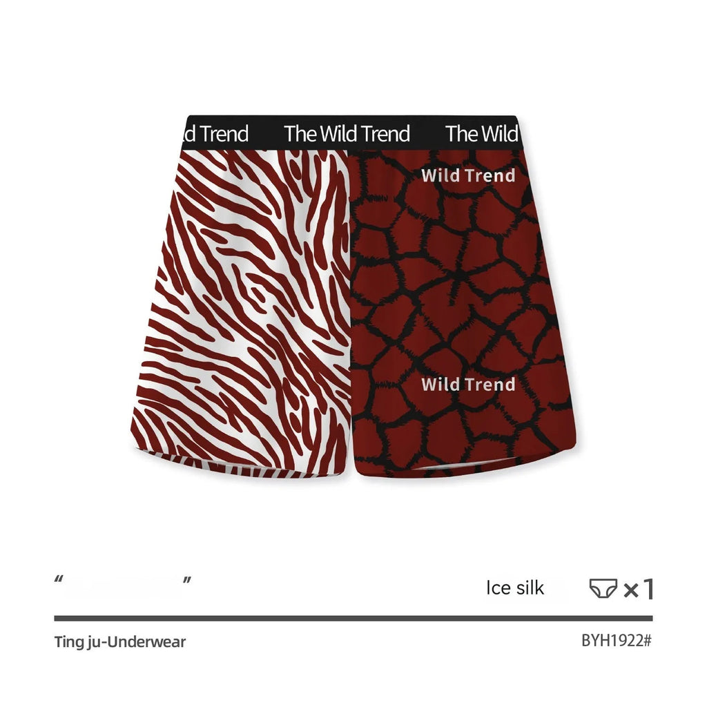 Men's leopard print woven shorts in ice silk fabric with quick-drying function