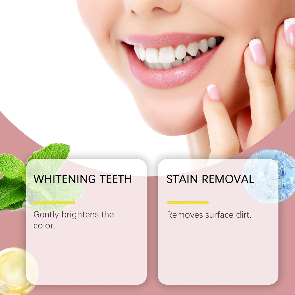 Bright White Stain Removing Tooth Powder 120g container with peppermint and sodium bicarbonate ingredients