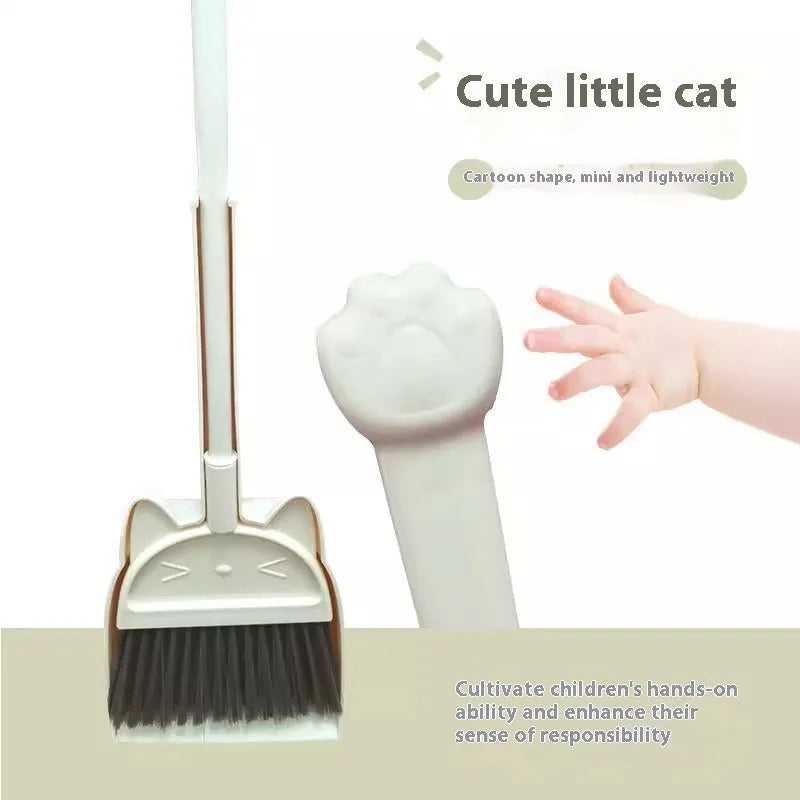 Purple plastic broom and dustpan set with non-stick rotating brush and built-in holder