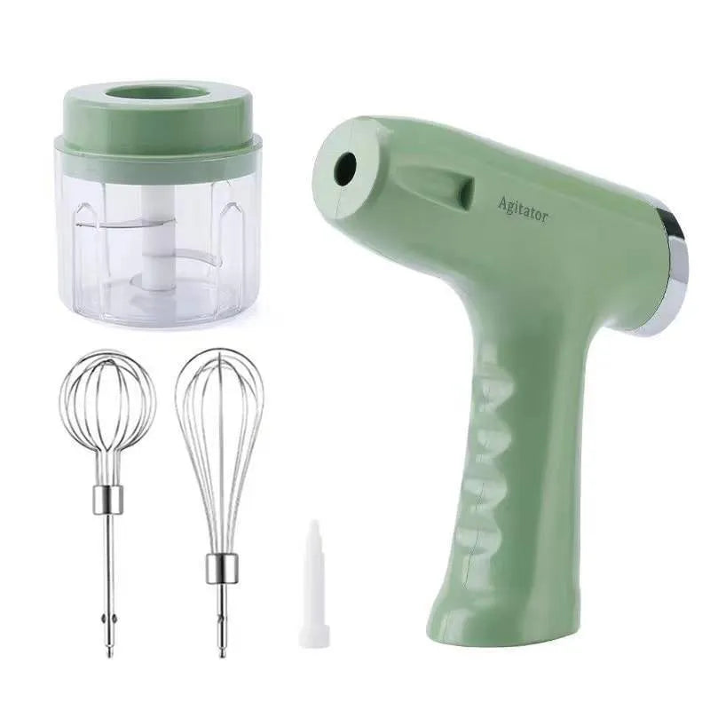 Wireless electric whisk two-in-one blender with cream packer and meat grinder in pink, blue or green