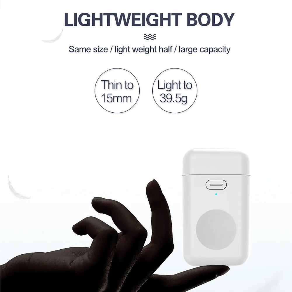 White 1000mAh portable magnetic wireless charger for Apple Watch showing compact size