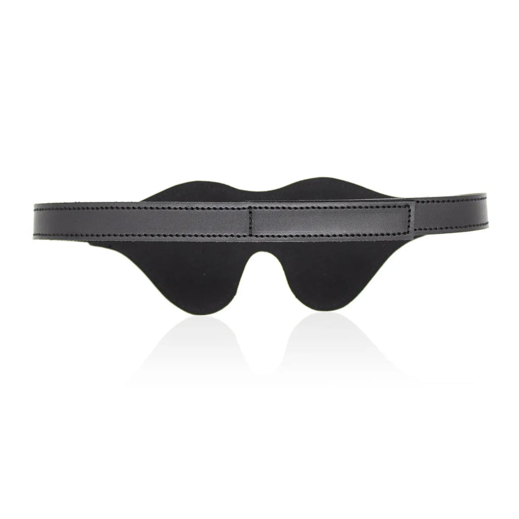 Women's three-dimensional leather eye mask with metal hardware and adjustable Velcro fastening