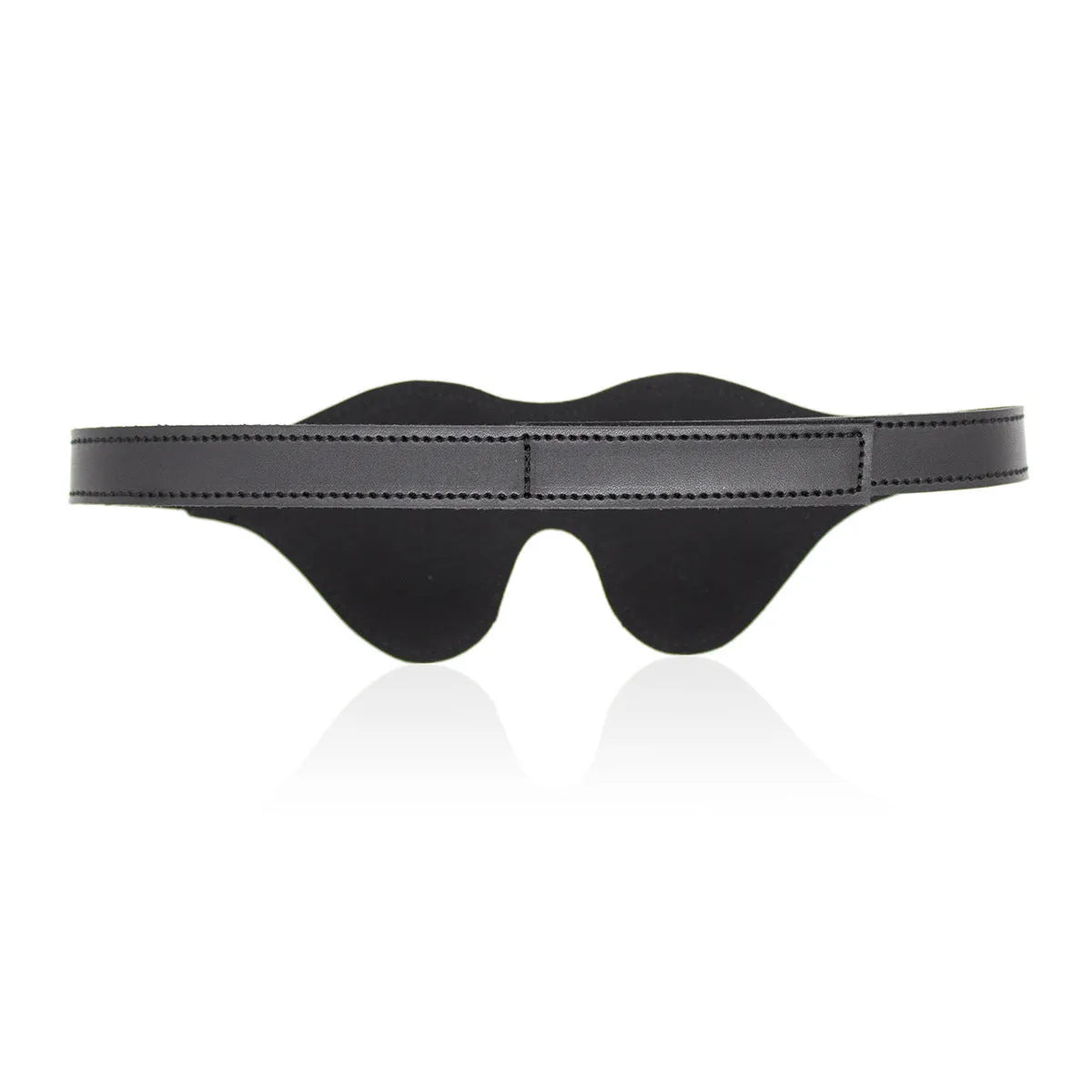 Women's three-dimensional leather eye mask with metal hardware and adjustable Velcro fastening