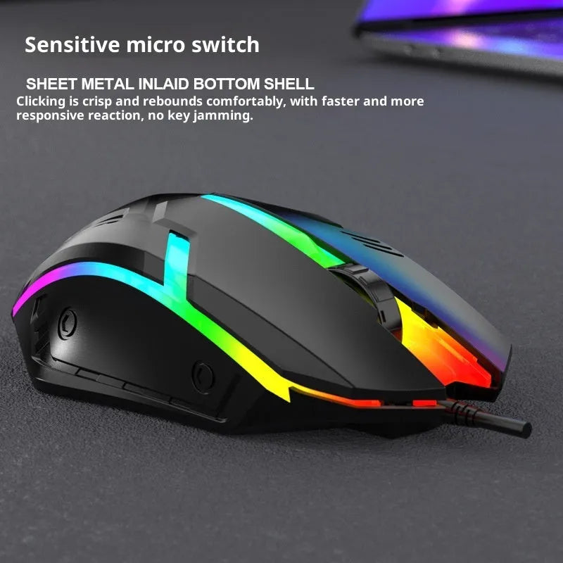 E-sports weighted wired USB mouse with photoelectric sensor, large design, black and white options