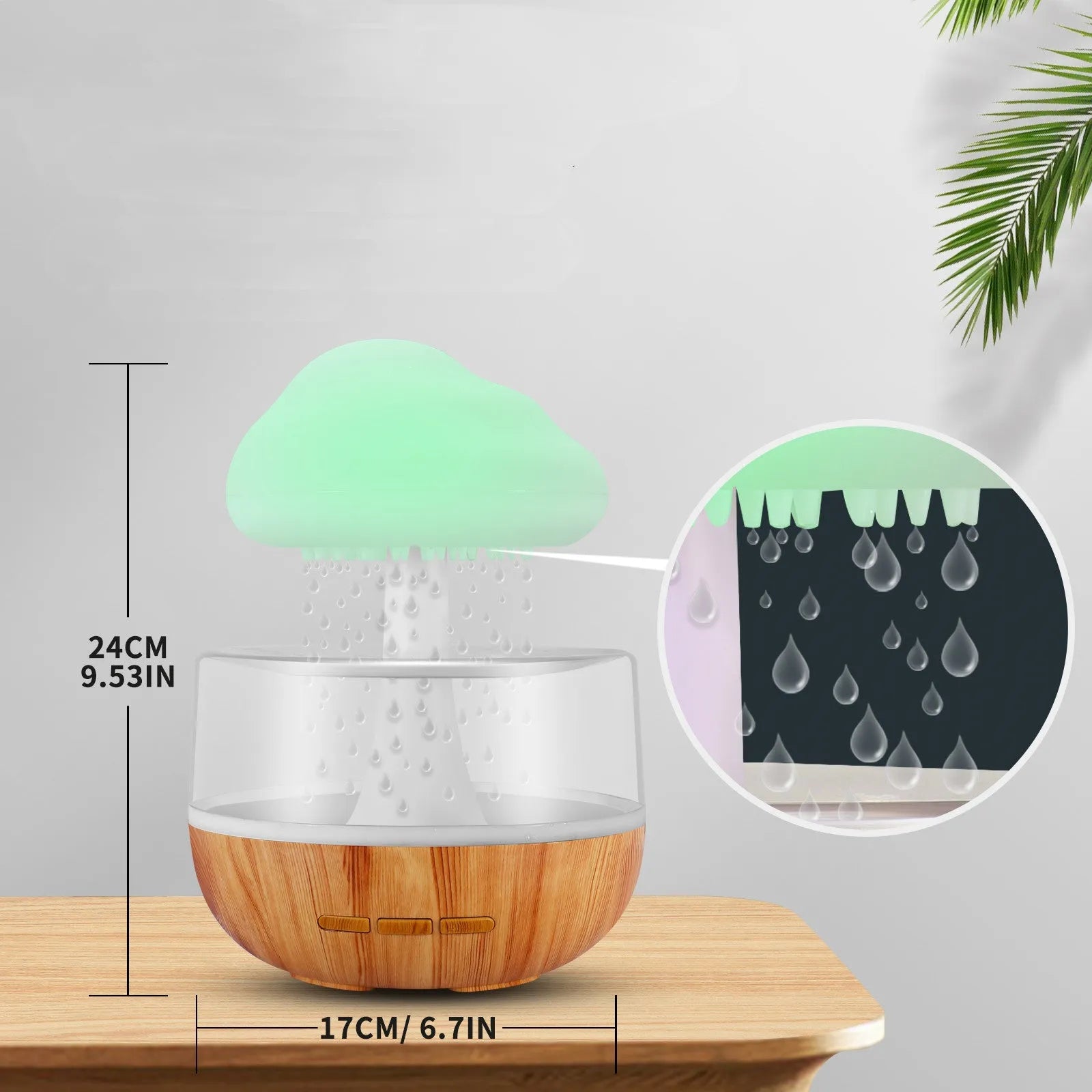 White USB-powered micro humidifier diffuser with night light on a surface, showing water tank and colour-changing LEDs.
