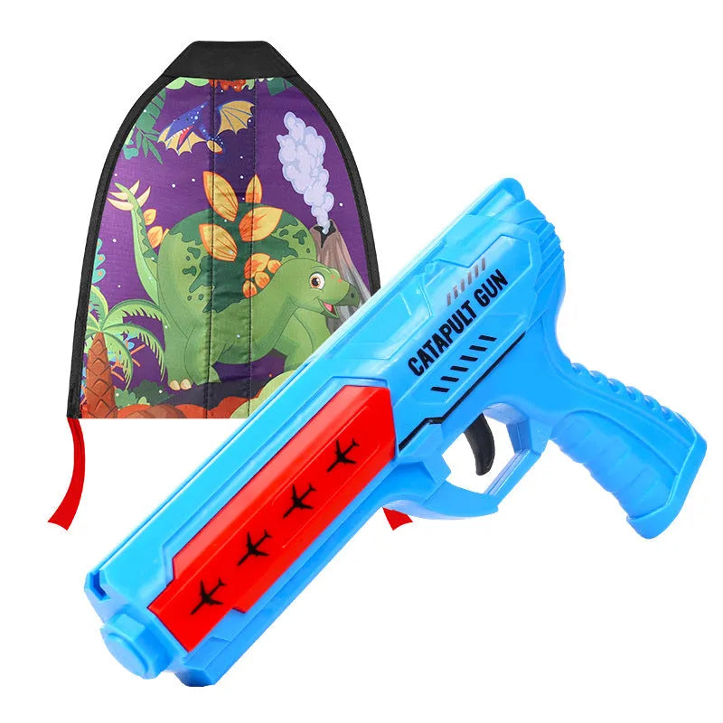 Plastic kite gun toy with rubber band, blue colour, includes kite accessory