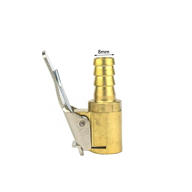 Copper tyre inflation clamp for 8V1 car valves showing 8mm thread detail