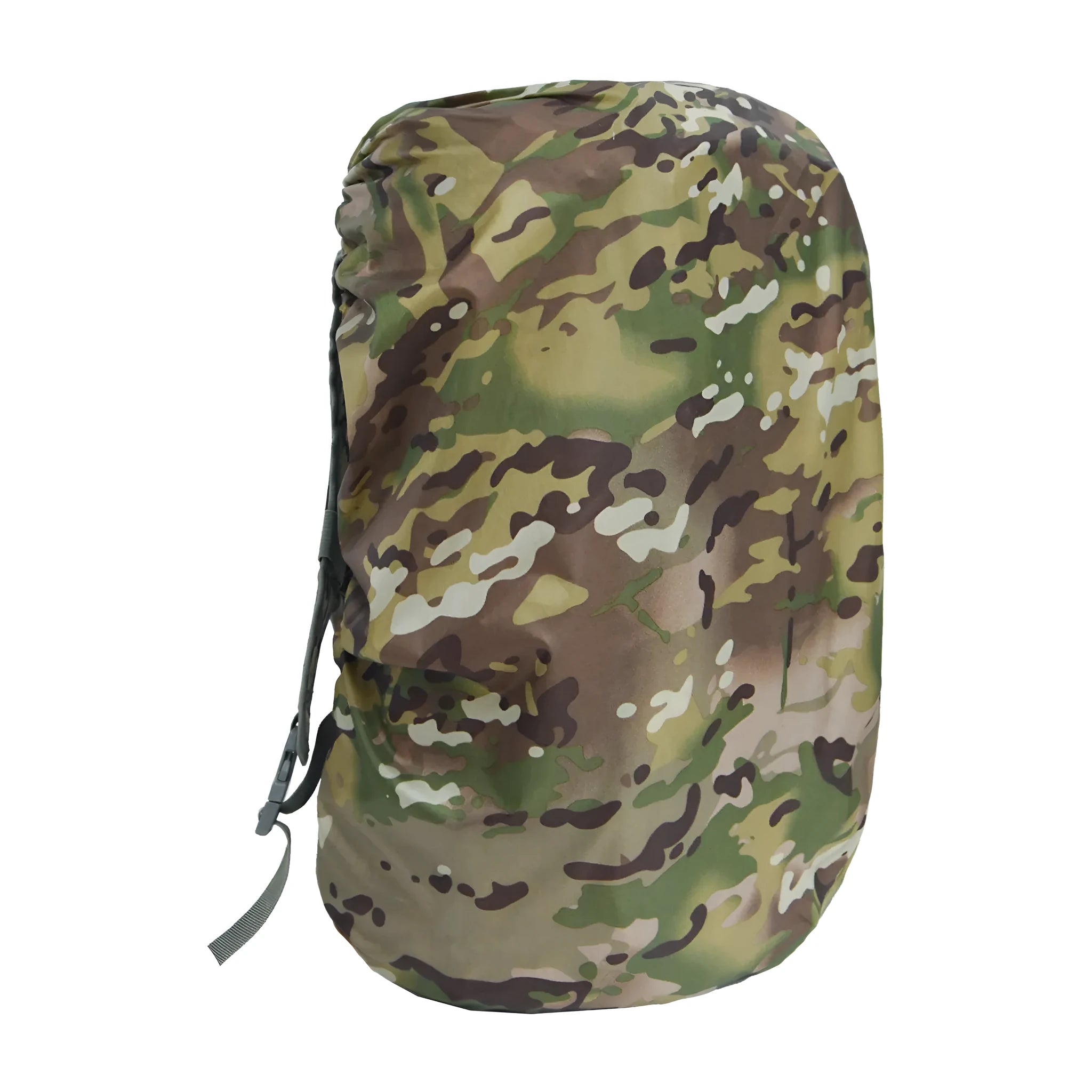 Army green PU backpack rain cover for outdoor use, shown unfolded.