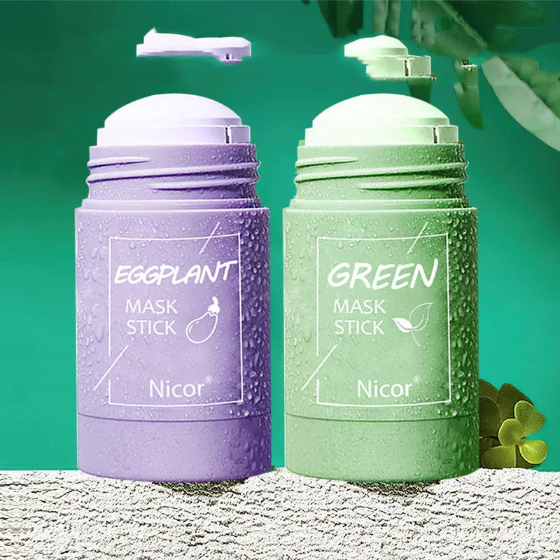 Green tea clay stick cleansing mask for oily acne-prone skin with 40g washable paste
