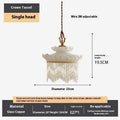 Tassel chandelier with copper lamp body and glass lampshade, LED light source, for dining room or bedroom