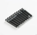 Ten steel ink sacs for fountain pen and dip pen repair laid out showing metal construction