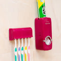 Bathroom accessories set with plastic toothbrush holder and silicone toothpaste pump in white or wine red colours