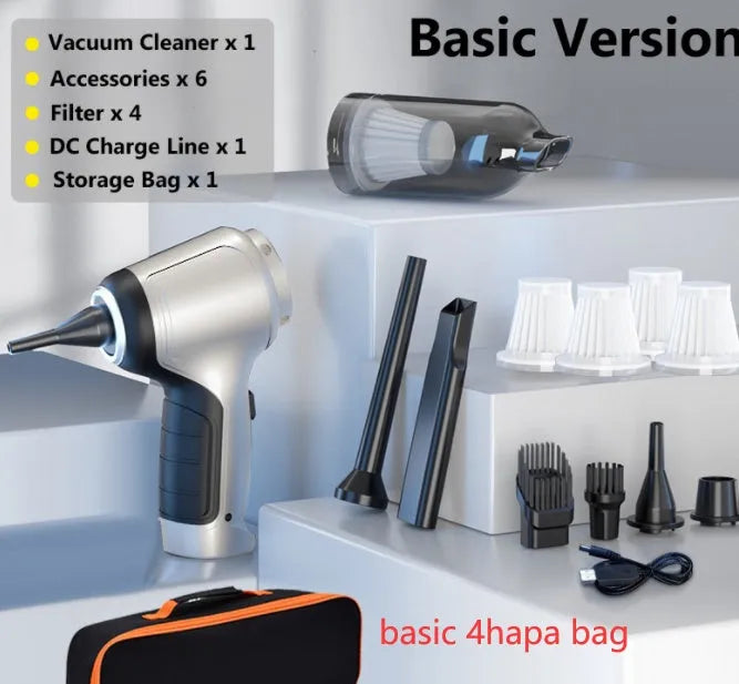 Handheld cordless vacuum cleaner with EVA carrying bag for car and home cleaning