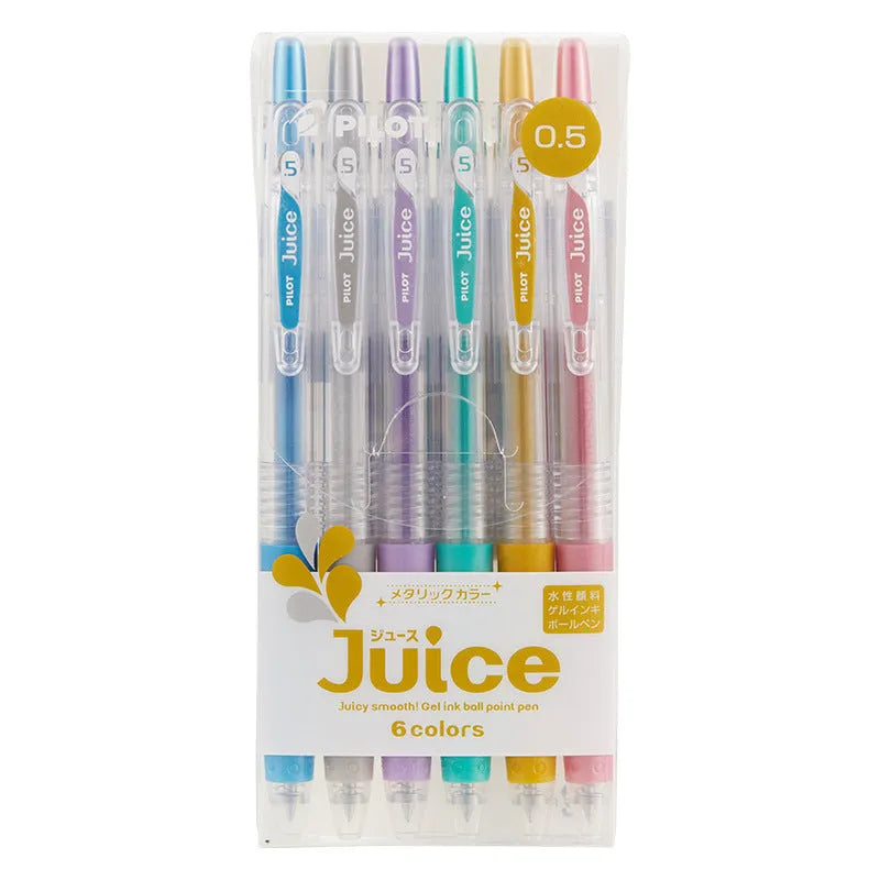Baiguole brand gel pen with 0.5mm tip shown in metallic gold, classic blue, and soft pastel pink colour options