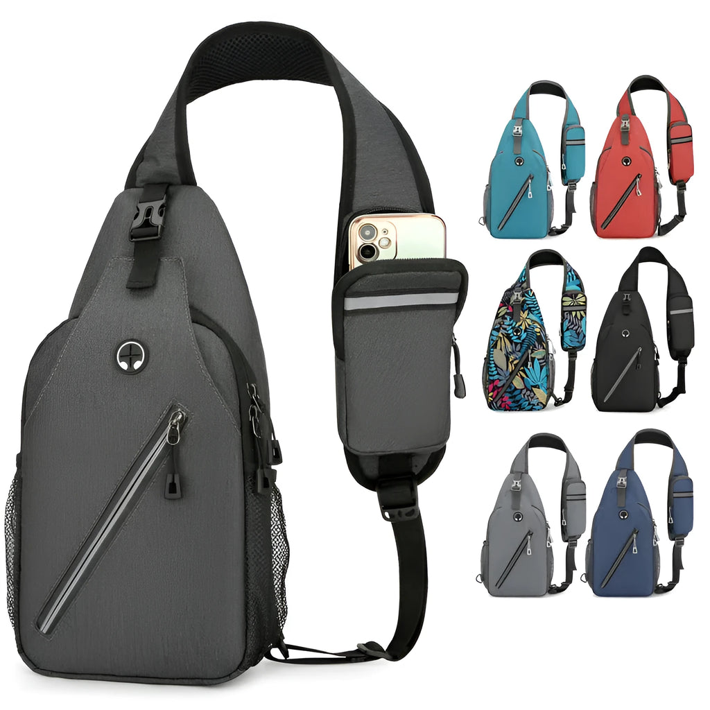 Men's Oxford cloth crossbody shoulder bag in black with large capacity for travel and daily use