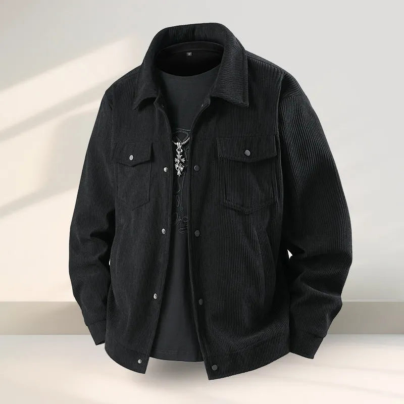 Men's slim fit casual coat in Lycra fabric, available in black, coffee, green, and white.