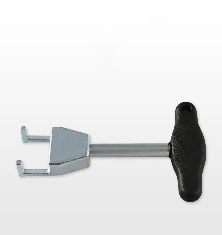 Ignition coil extractor tool with T-shaped plastic handle and carbon steel body in silver black for VW Group petrol engines