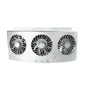 Black and white USB-powered car ventilation fan for vehicle interior air circulation
