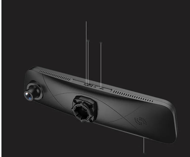Black 4G car navigation tachograph with touch screen and wide-angle lens for vehicle recording