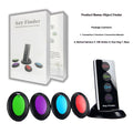 Wireless key locator one-to-four system with black emitter and four receivers, 40 metre range