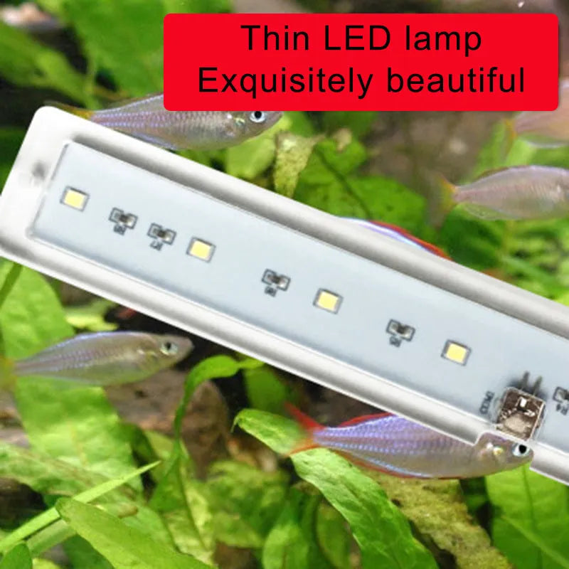 LED fish tank light with transparent acrylic body and touch switch for 10mm tank wall