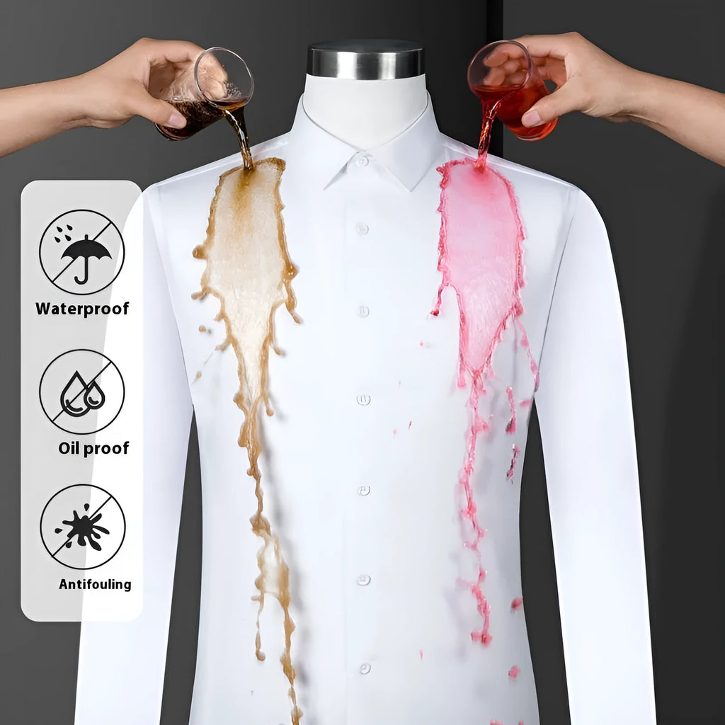 Men's bamboo fibre business shirt with square collar available in long sleeve and short sleeve styles