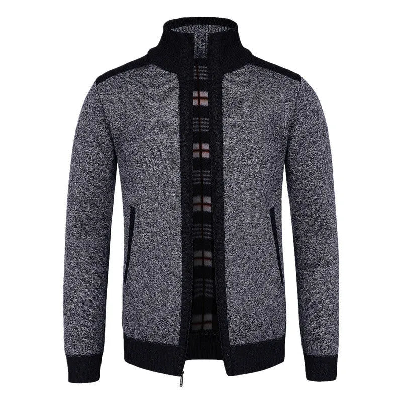 Mens loose fit plus size winter cardigan in cotton blend, available in five colours, sizes S to 2XL.
