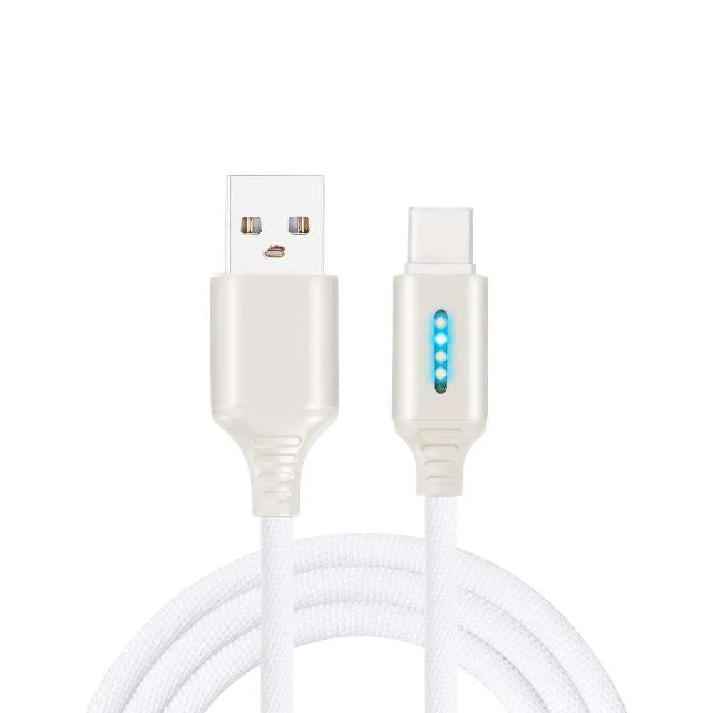 Fabric braided USB fast charging cable in 1 metre length for Android iPhone and Type-C devices