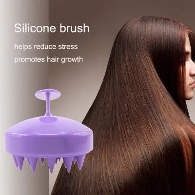 Silicone scalp massager brush with soft bristles, 9.5x8x7.3cm, in green colour