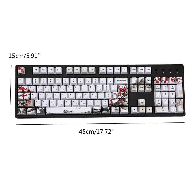 PBT mechanical keyboard keycap set with Wangjiang plum blossom theme design