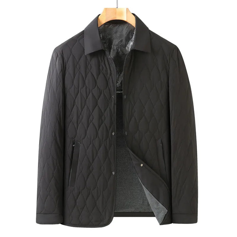 Men's lightweight diamond lattice shirt jacket in black, grey green or navy blue, regular fit, L to 4XL
