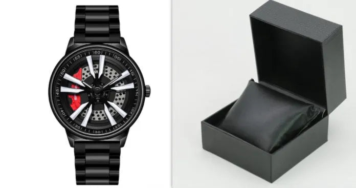 Men's creative rotating wheel quartz watch, 44mm dial, alloy case, mineral glass, on blue mesh belt
