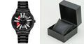 Men's creative rotating wheel quartz watch, 44mm dial, alloy case, mineral glass, on blue mesh belt