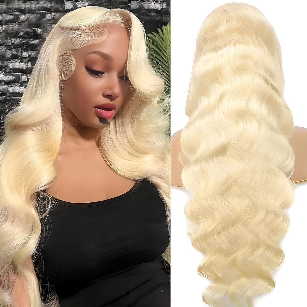 Women's front lace synthetic wig in M1 539 613# colour with medium-long curly hairstyle.