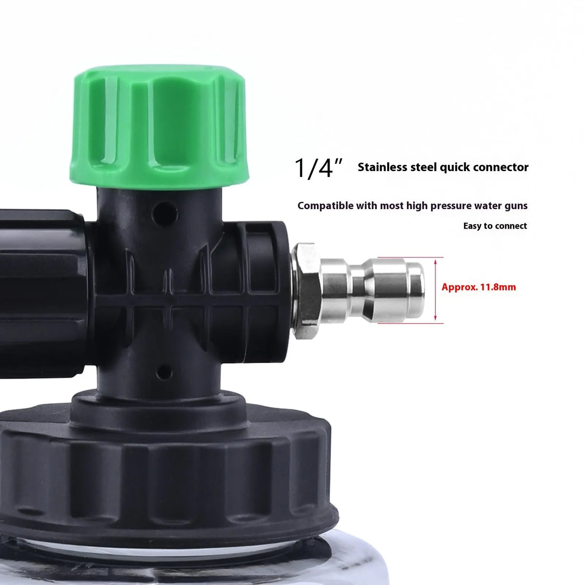 Small green bubble watering can for car wash with ABS gun head and handle, 13x10x17cm