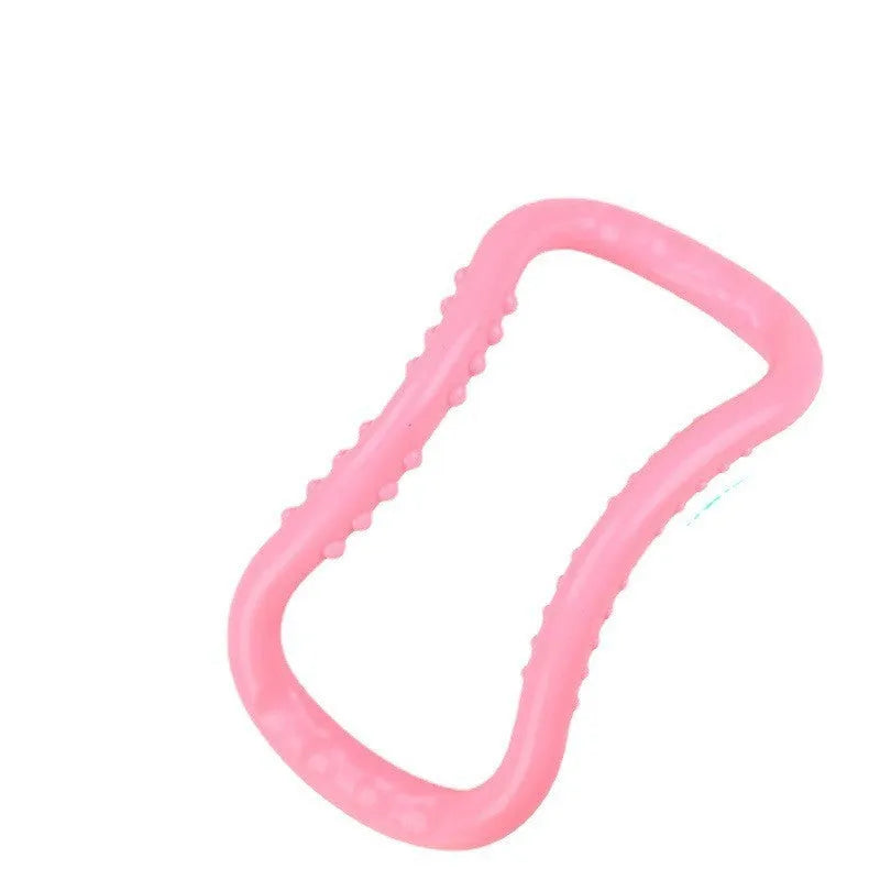 Blue, pink, and purple PP plastic yoga rings for stretching and pilates.