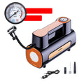 Portable wireless car tyre inflator with digital display showing pressure readings