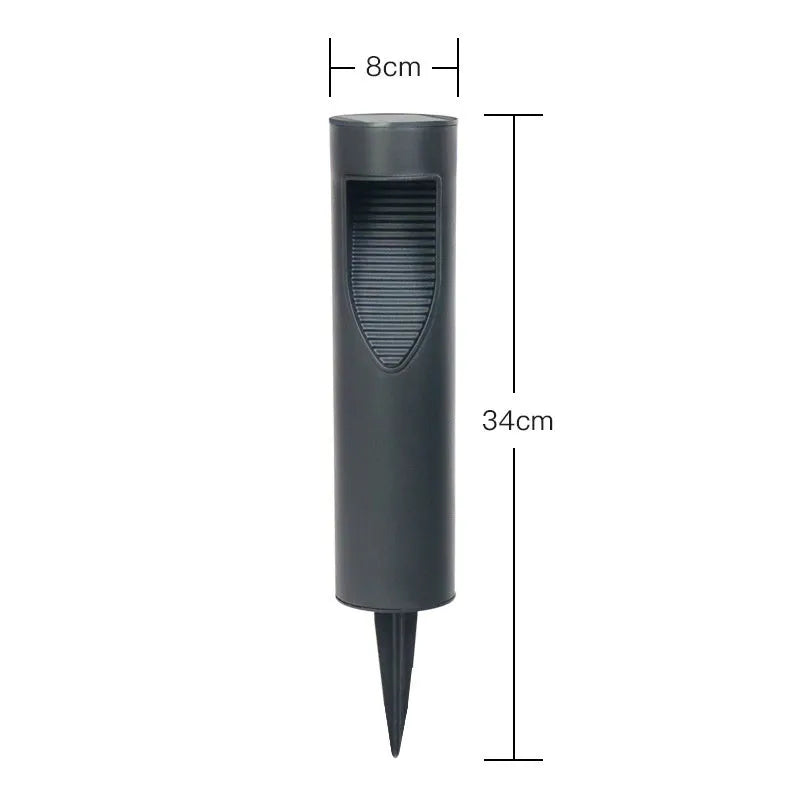 Black geometric abstract solar garden light with stainless steel construction for outdoor use
