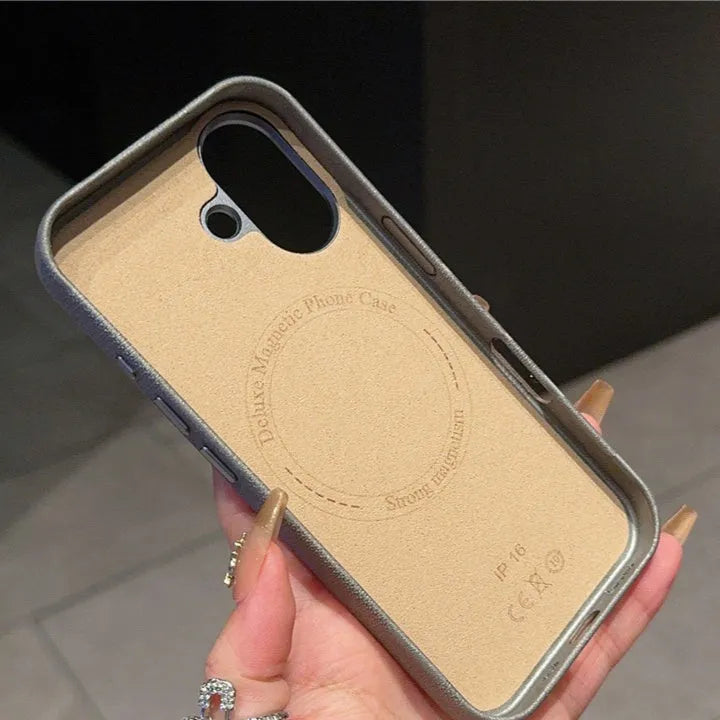 Camouflage leather mobile phone protective cover with magnetic suction and shockproof for iPhone 15 Pro Max