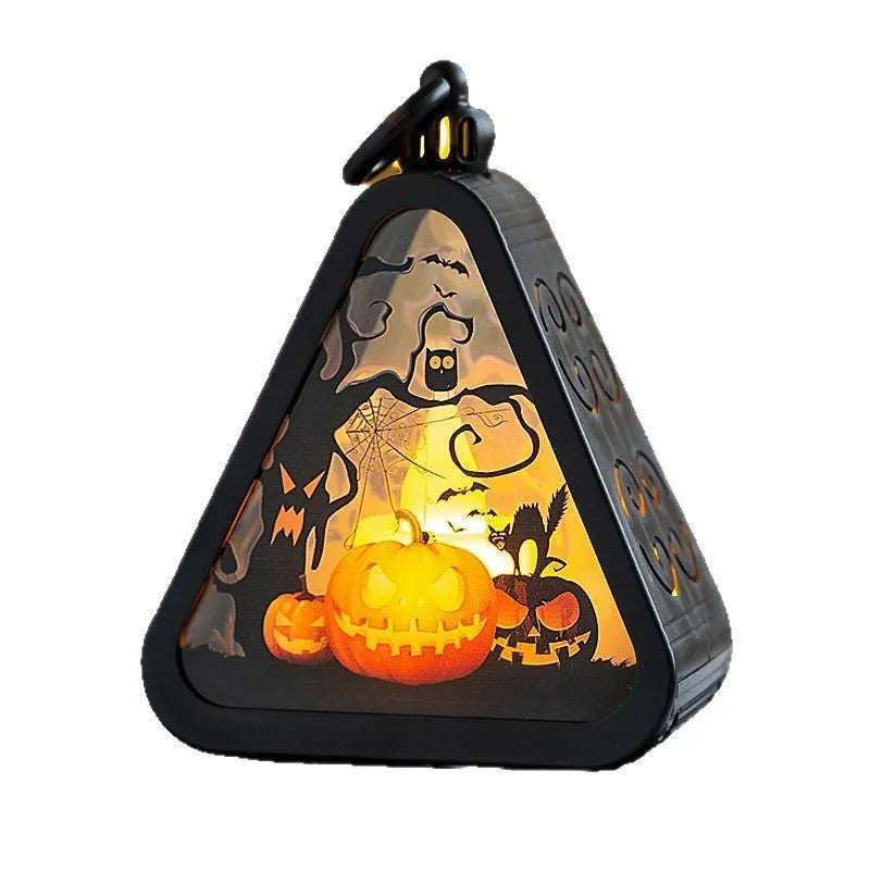 Portable plastic and glass Halloween pumpkin lantern with tea light, shown in Pumpkin colour design.