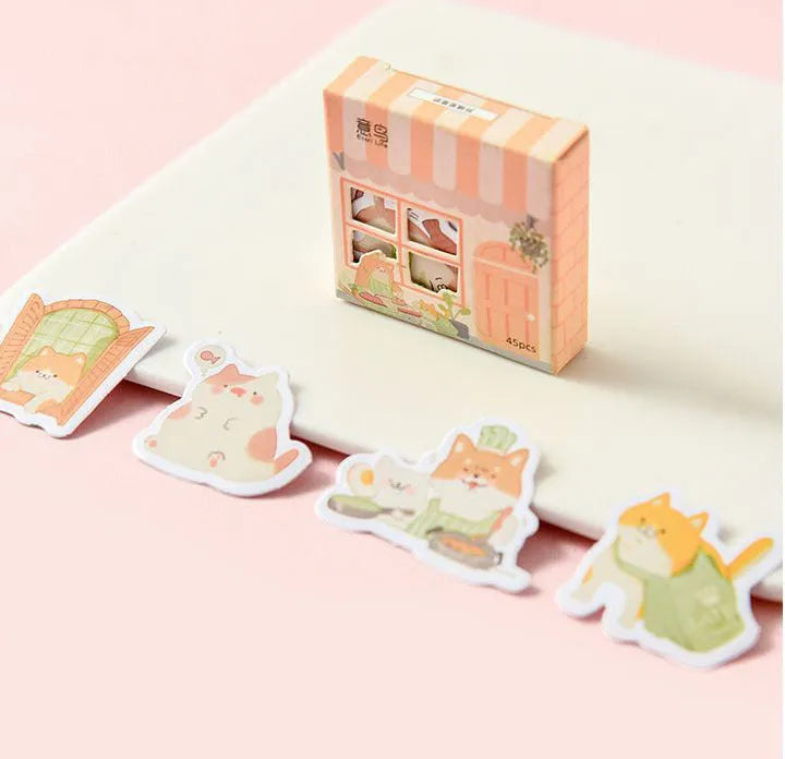 Pack of cute penguin 'Little naive' style paper stickers for account books, 20-50mm wide.