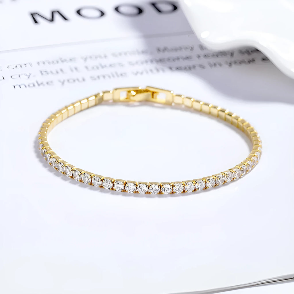 925 sterling silver full diamond pave bracelet for women electroplated white gold colour