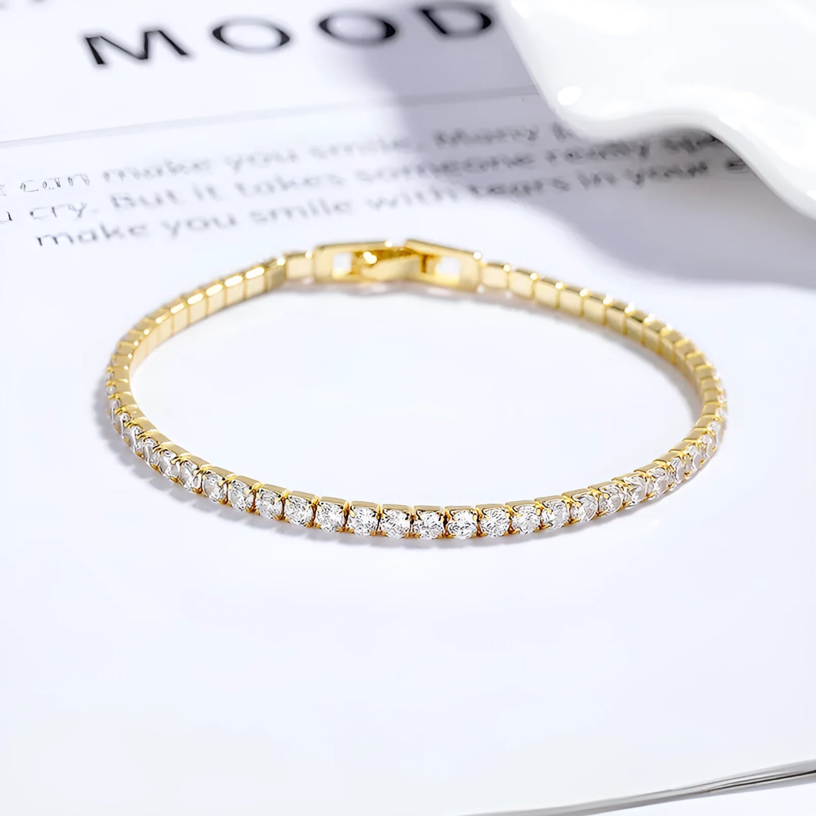925 sterling silver full diamond pave bracelet for women electroplated white gold colour