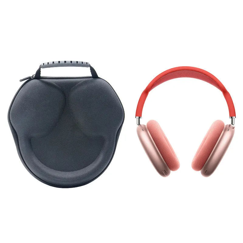 Black EVA Oxford cloth headphone storage bag with hard shell, 22x21x5.5cm, on flat surface