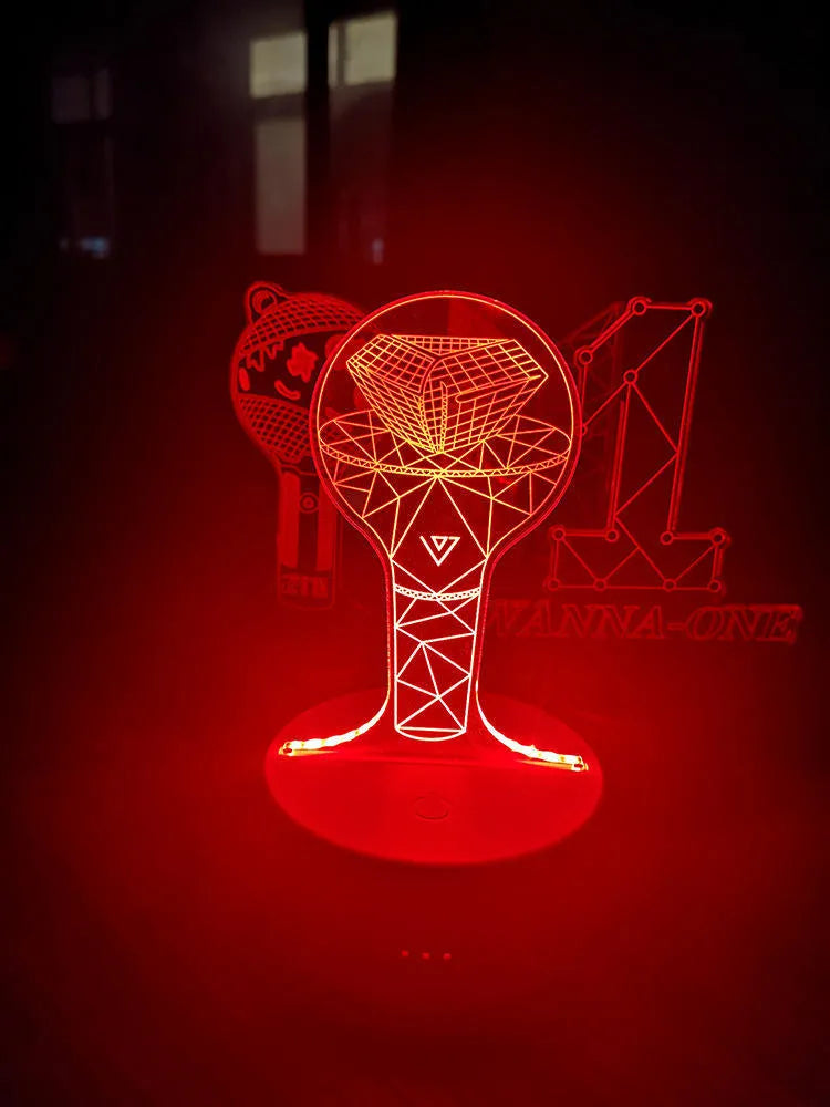 Clear acrylic display stand for a BTS light 101 tower gem collectible model.