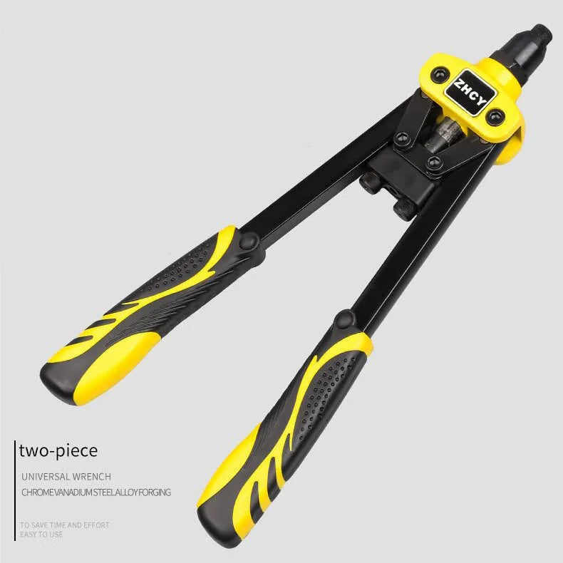 Yellow 13-inch manual rivet gun with industrial-grade construction for household riveting projects