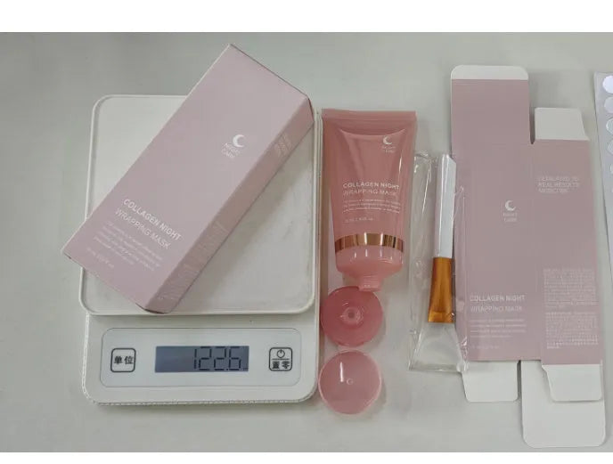 Collagen night mask with brush applicator in 75ml bottle for evening skincare