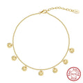 Women's round geometric anklet in S925 silver with Han style design, gold or platinum plating options