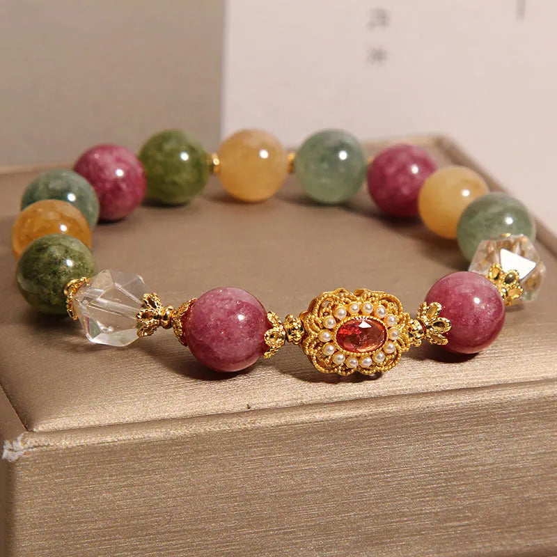 Jade colour tourmaline women's bracelet with alloy construction and adjustable closure