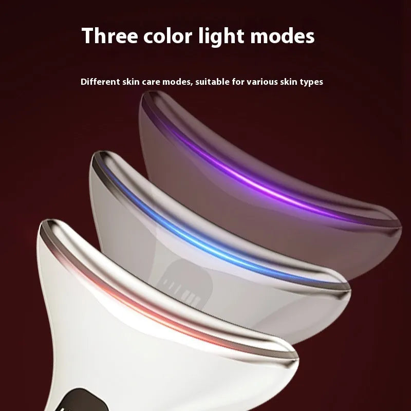 Handheld dual-purpose lifting and tightening color light neck beauty instrument with vibration massage in black